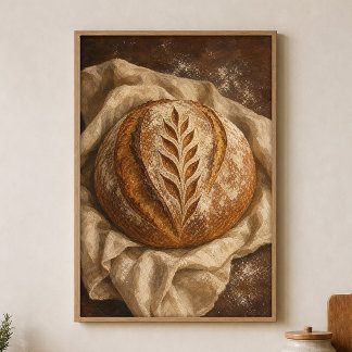 Sourdough söndag Vattenfärg Cottagecore Affisch