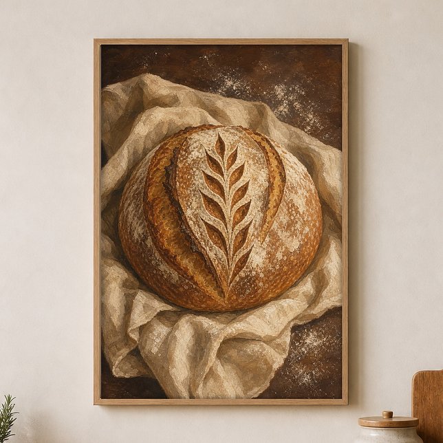 Sourdough söndag Vattenfärg Cottagecore Affisch (Shown framed for scale. Poster ships unframed; frames are an optional add-on.)