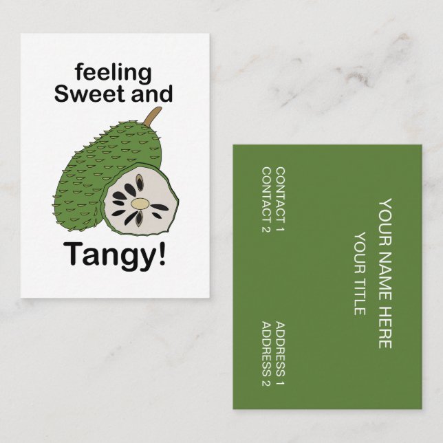 Soursop Frukter Känner Söt Och Syrlig Visitkort (Fram/baksida)