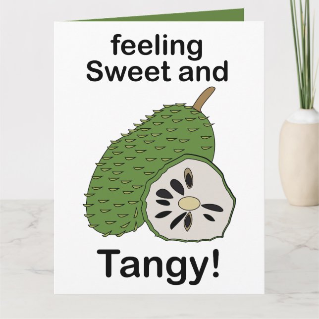 Soursop Frukter Känner Sött Och Syrligt Kort (Framsida)