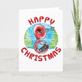 Sousaphone jul Card Brass Musician Tack Kort