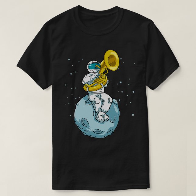 Sousaphone Marching Band Funny Astronaut Tuba Play T Shirt (Design framsida)