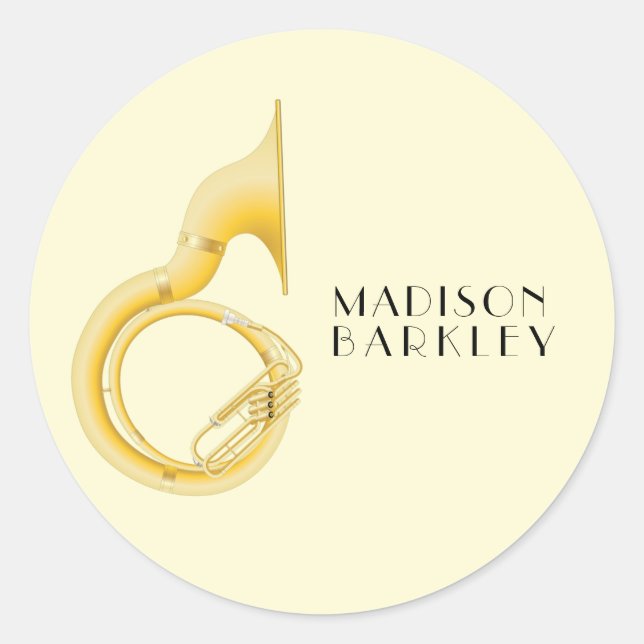 Sousaphone Music Teacher Runt Klistermärke (Framsida)