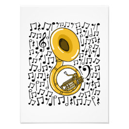 Sousaphone Musik noter Brass Musician Fototryck