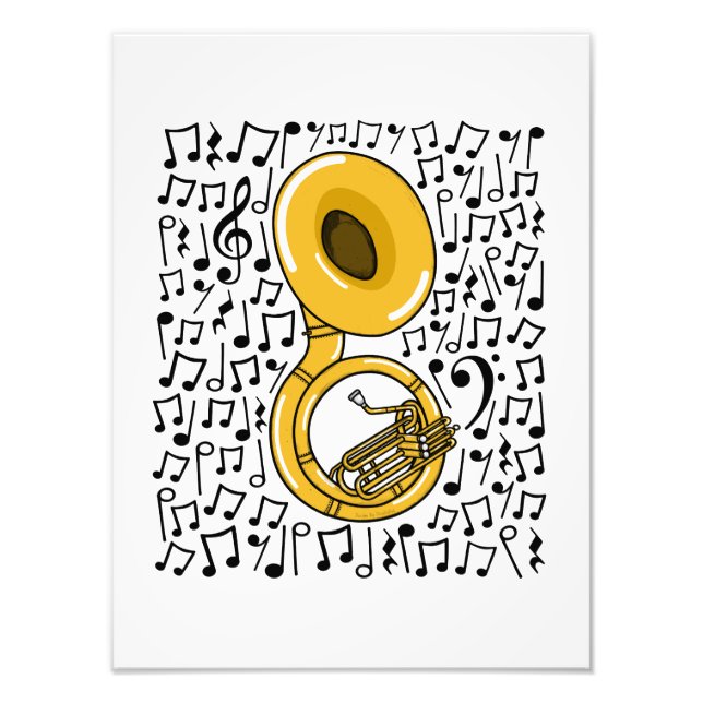 Sousaphone Musik noter Brass Musician Fototryck (Framsidan)