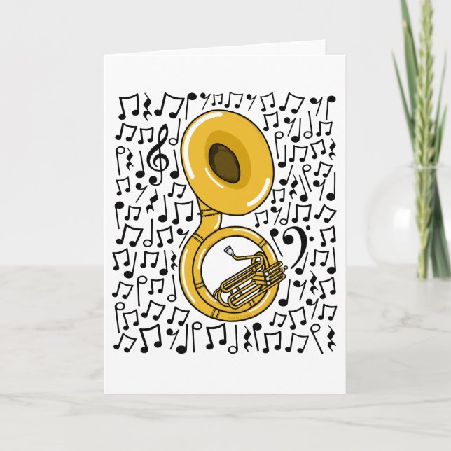 Sousaphone Musik noter Brass Musician Helgkort (Framsida)
