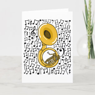 Sousaphone Musik noter Brass Musician Helgkort