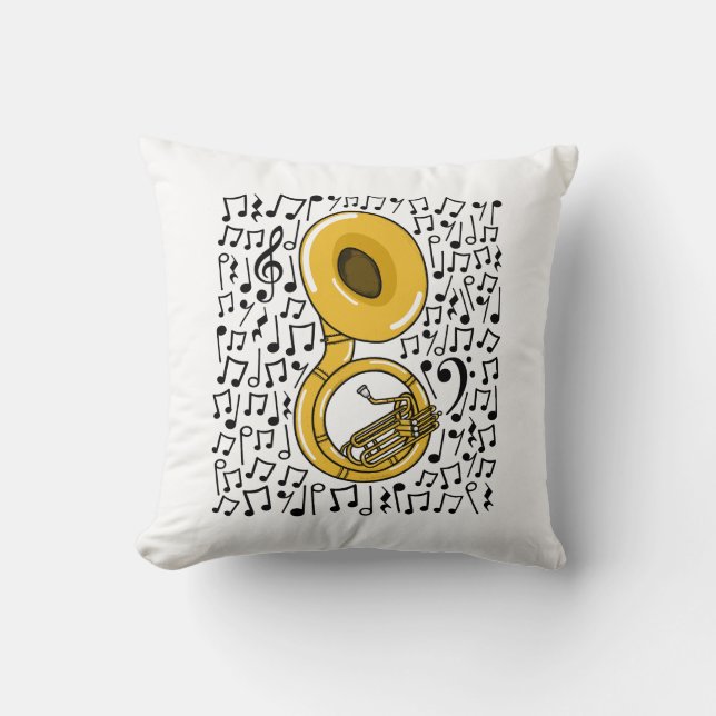 Sousaphone Musik noter Brass Musician Kudde (Framsida)