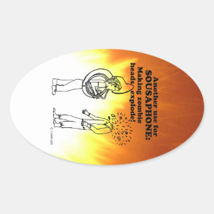 Sousaphone Zombie Explode Oval Sticker Ovalt Klistermärke
