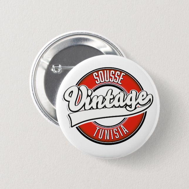 Sousse tunisia vintage stil logotyp knapp (Framsida & baksida)