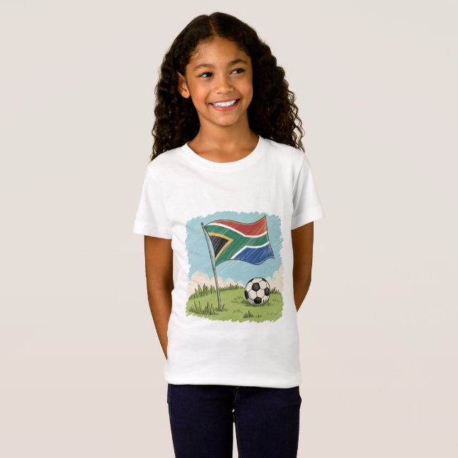 South Africa flag and soccer ball T Shirt (Hel framsida)