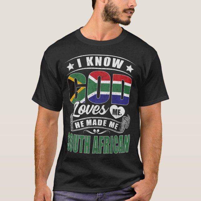 South Africa Flag God Loves Me  South Africans T Shirt (Framsida)