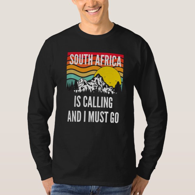 South Africa Is Calling And I Must Go, Wavy Sunset T Shirt (Framsida)