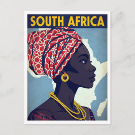 South Africa Woman Portrait Retro Art Vykort