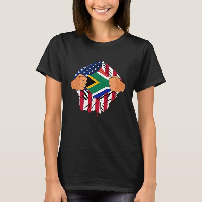 South African Blood Inside Me American South Afric T Shirt (Framsida)