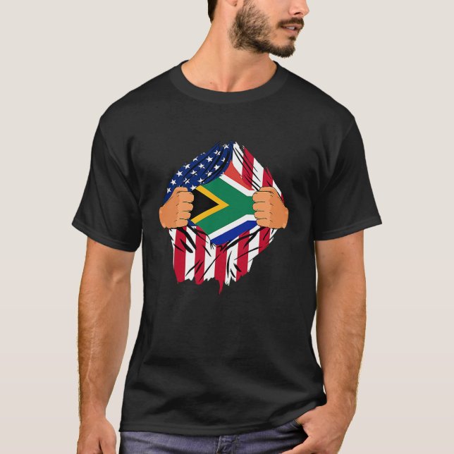 South African Blood Inside Me American South Afric T Shirt (Framsida)