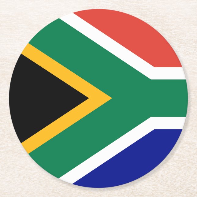 South African Flag Underlägg Papper Rund (Framsidan)