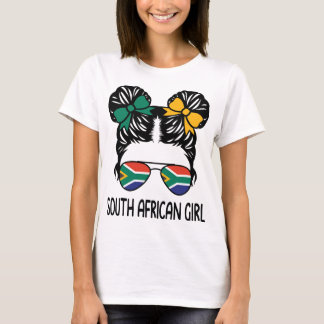 South African Girl Messy Hair Sunglasses South Afr T Shirt