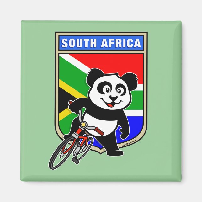 South Afrika Cycling Panda Magnet (Framsidan)