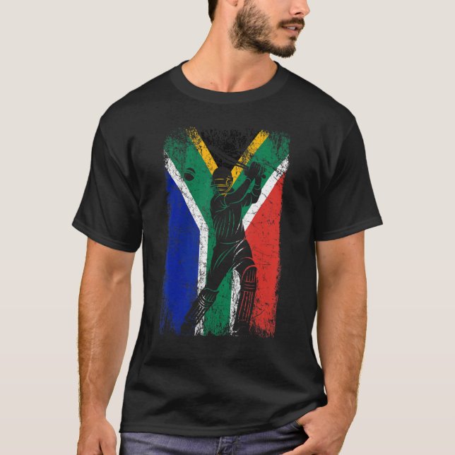 South Afrika Flagga Cricket Fläkt Player Coach T Shirt (Framsida)