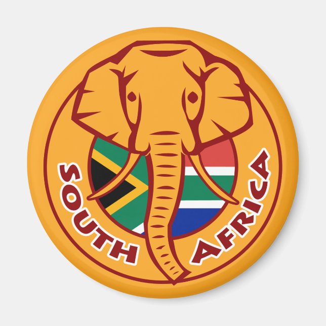 South Afrika Flagga Elephant Magnet (Framsidan)