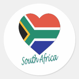 South Afrika Flagga Heart Runt Klistermärke