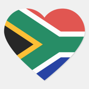 South Afrika Flagga Heart Sticker Hjärtformat Klistermärke