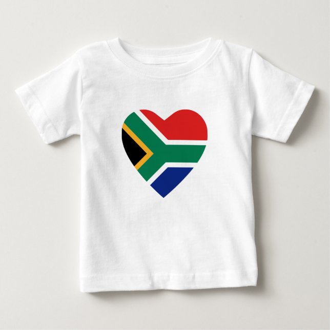 South Afrika Flagga Heart T-Shirt (Framsida)