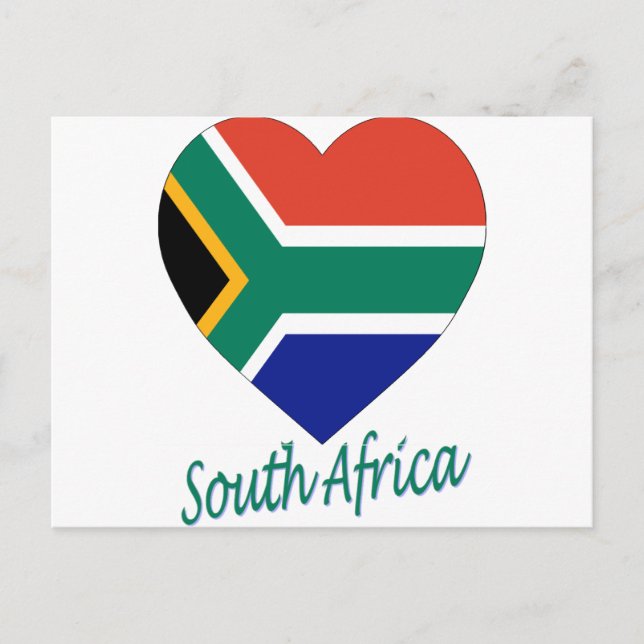South Afrika Flagga Heart Vykort (Framsida)