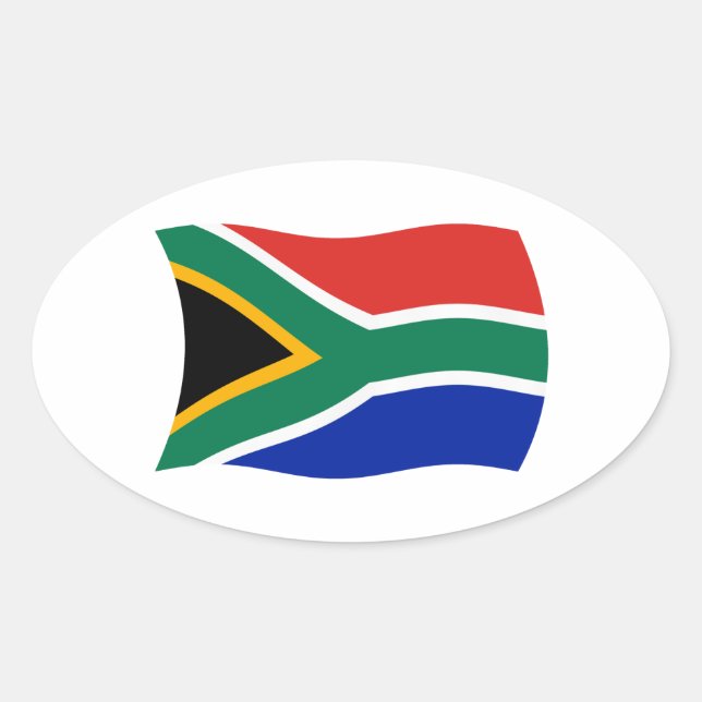 South Afrika Flagga Sticker Ovalt Klistermärke (Framsida)