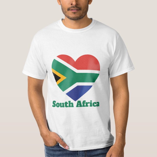 South Afrika Heart Flagga T-Shirt (Framsida)