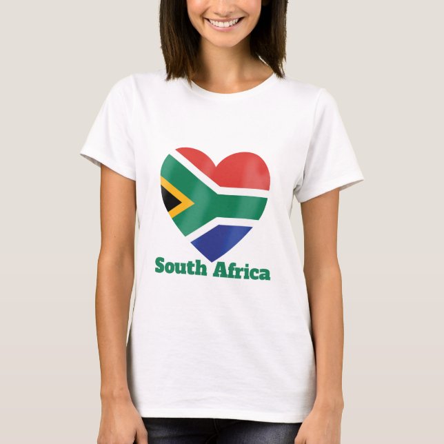 South Afrika Heart Flagga T Shirt (Framsida)