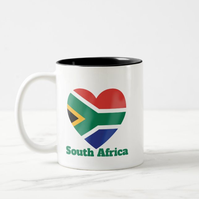 South Afrika Heart Flagga Två-Tonad Mugg (Vänster)