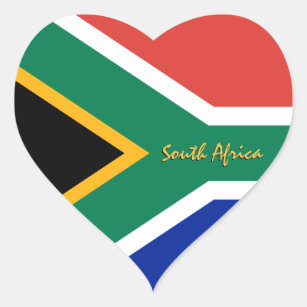 South Afrika Heart Sticker, Patriotic African Flag Hjärtformat Klistermärke