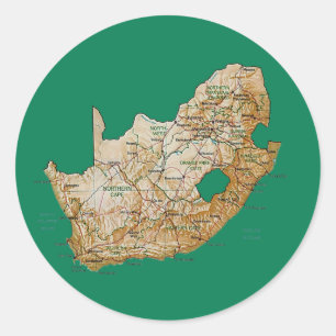 South Afrika Karta Sticker Runt Klistermärke