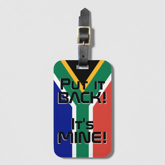 South Afrika National Flagga Funny Patriotic Bagagebricka (Framsida vertikal)