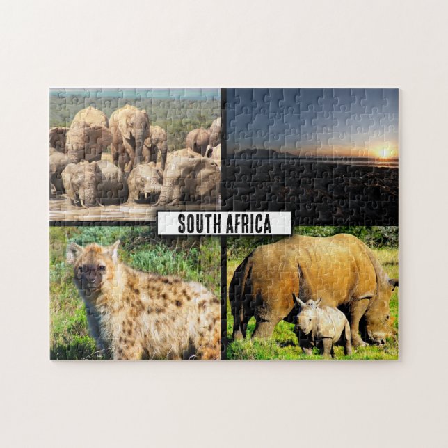 South Afrika Wildlife Photo Collage Pussel (Horisontell)