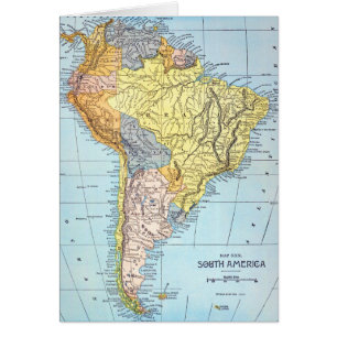SOUTH AMERICA: KARTA c1890 Hälsningskort