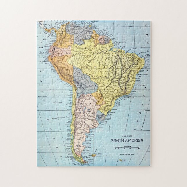 SOUTH AMERICA: KARTA c1890 Pussel (Vertikal)
