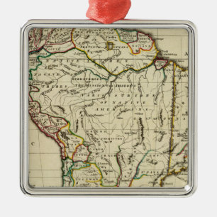 South America med skisserade gränser Julgransprydnad Metall