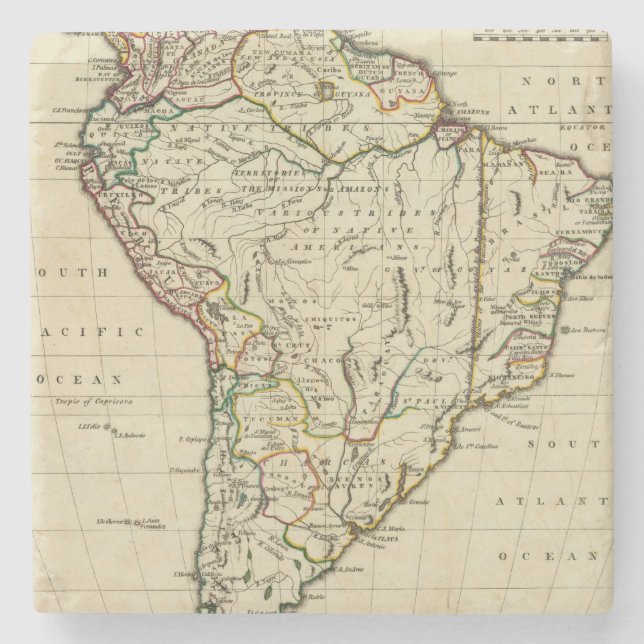 South America med skisserade gränser Underlägg Sten (Framsidan)