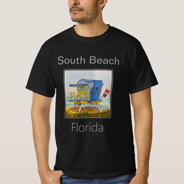 South Beach Blue Lifeguard Torn, Art Deco T Shirt (Framsida)