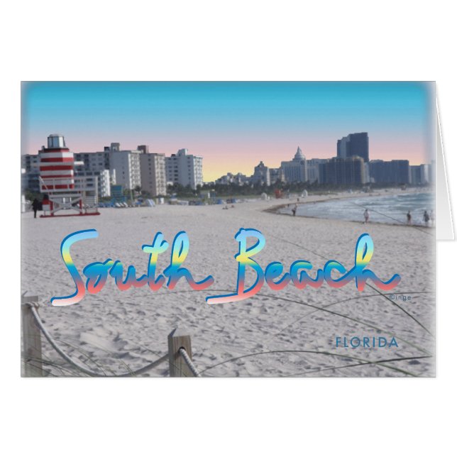 South Beach, FL City View Hälsningskort (Framsidan Horizontal)