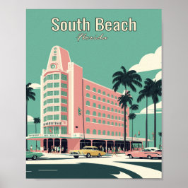 South Beach Florida Minimalist Vintage affisch Art