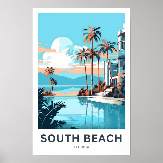 South Beach Florida Travel Skriv ut Poster (Framsidan)