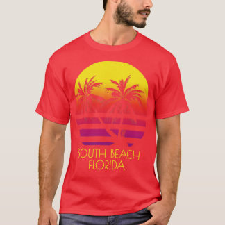 South Beach Florida Vintage Tropical Sunset Handfl T Shirt