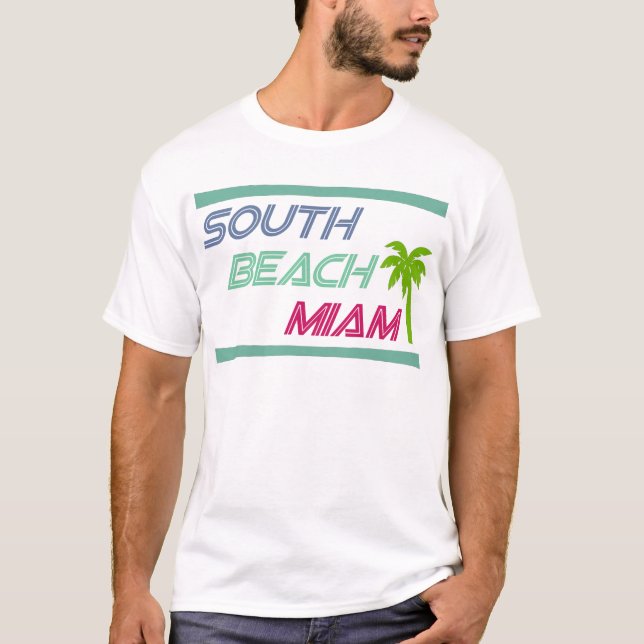 South Beach Miami av U.S. Anpassningsbar Bläck T Shirt (Framsida)