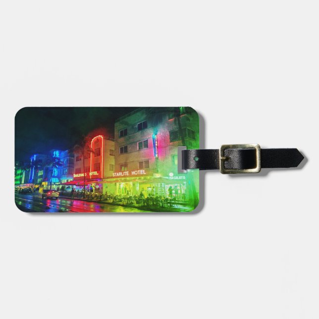 South Beach, Miami, Florida Art Deco Bagagebricka (Horisontell Framsida)