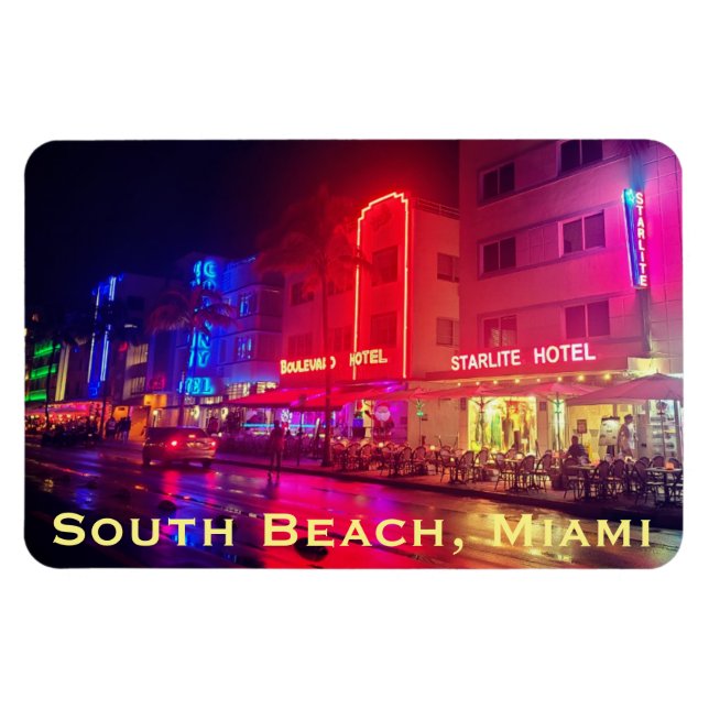 South Beach, Miami, Florida Art Deco Magnet (Horisontell)