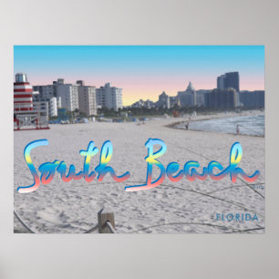 South Beach Miami, Florida City View Poster